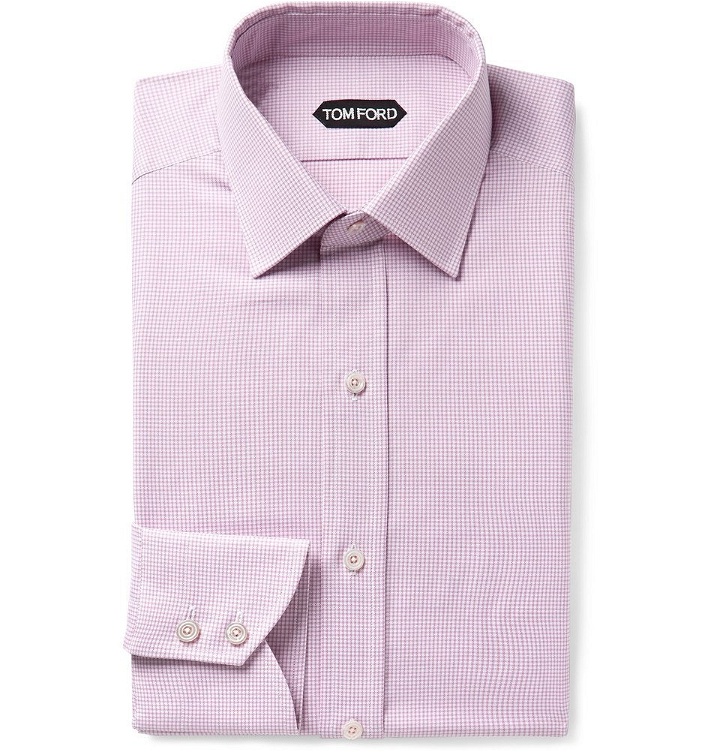 Photo: TOM FORD - Pink Slim-Fit Micro-Gingham Cotton Shirt - Pink
