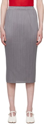 PLEATS PLEASE ISSEY MIYAKE Gray Basics Midi Skirt