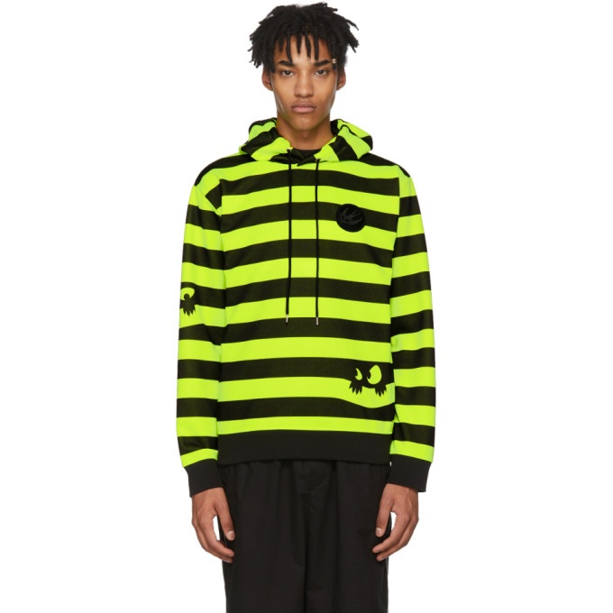 Photo: McQ Alexander McQueen Black and Yellow Monster Stripe Patch Big Hoodie