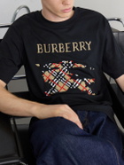 Burberry - Logo-Embroidered Cotton-Jersey T-Shirt - Black