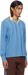 Wales Bonner Blue adidas Originals Edition Football Long Sleeve Polo