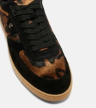 Christian Louboutin Suede-trimmed calf hair sneakers