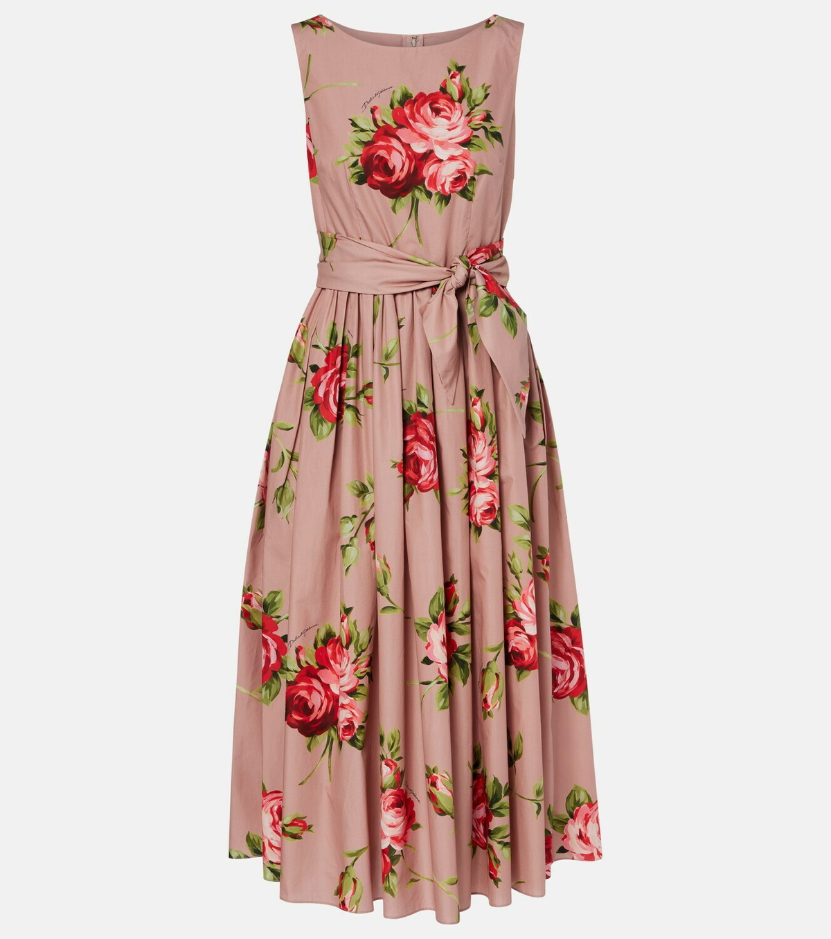 Dolce&Gabbana Floral belted cotton midi dress