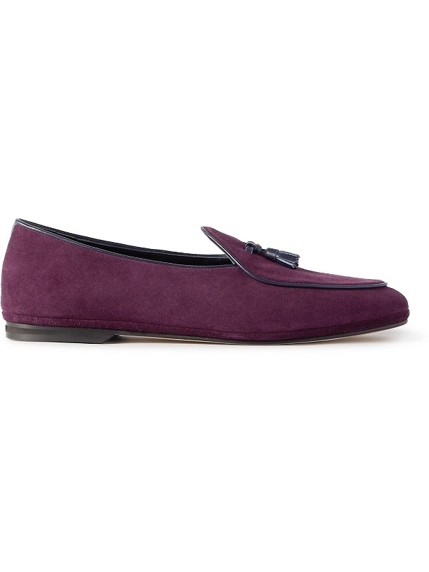 Photo: Rubinacci - Marphy Leather-Trimmed Suede Tasseled Loafers - Burgundy