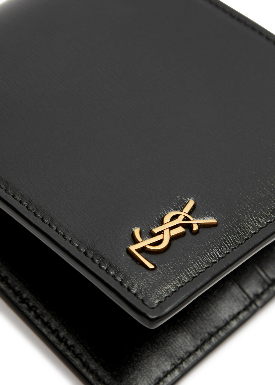 【関税込み】saint laurent LOGO LEATHER WALLET Saint Laurent Logo Leather Wallet - Black - One Size Saint