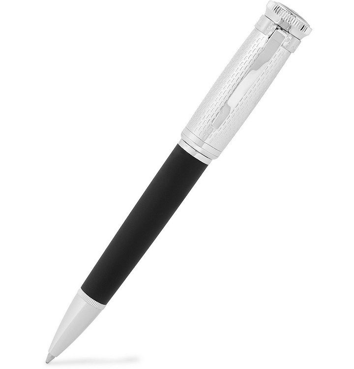 Photo: DUNHILL - Engraved Silver-Tone and Enamel Rollerball Pen - Silver