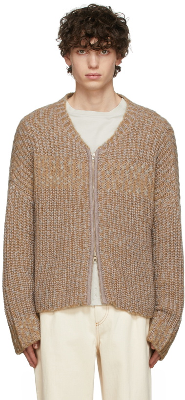 Photo: Eckhaus Latta Tan & Pink Terrain Cardigan