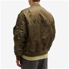 Givenchy Men's Back Logo Bomber Jacket in Khaki