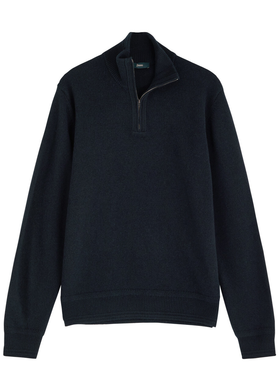 Herno Half-zip Wool Jumper Navy