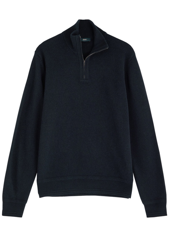 Photo: Herno Half-zip Wool Jumper Navy
