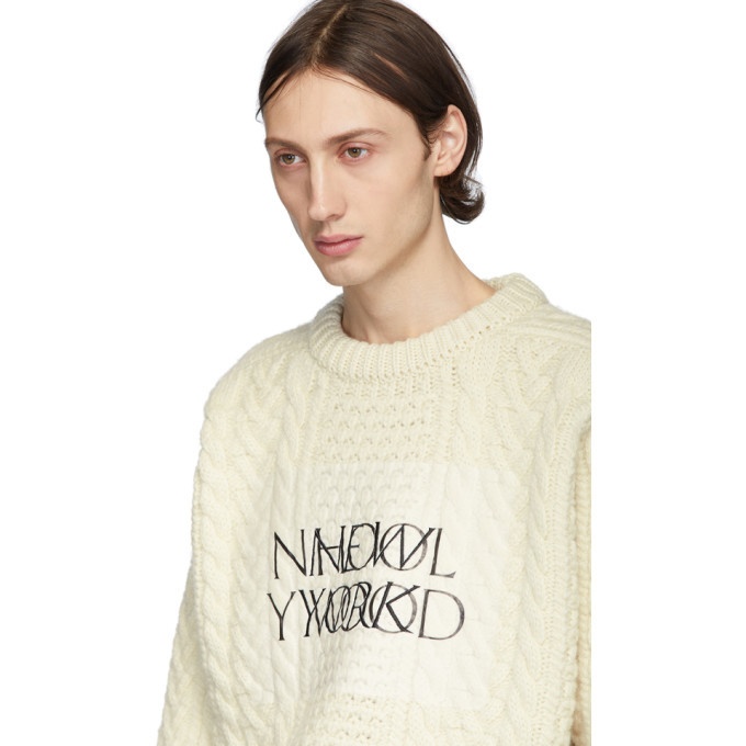 N.Hoolywood Off-White Cable Knit Will Sweater N.Hoolywood