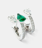 Repossi Serti Sur Vide 18kt white gold single earring with diamonds and emerald