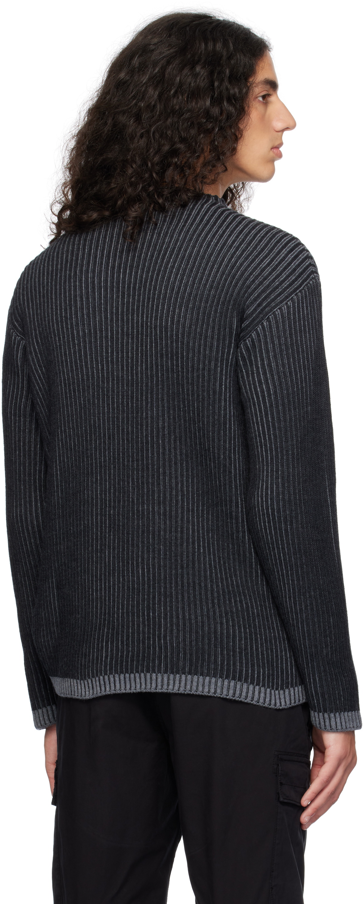 Stone Island Gray 532C1 Vanisé Full Rib RWS Wool Sweater