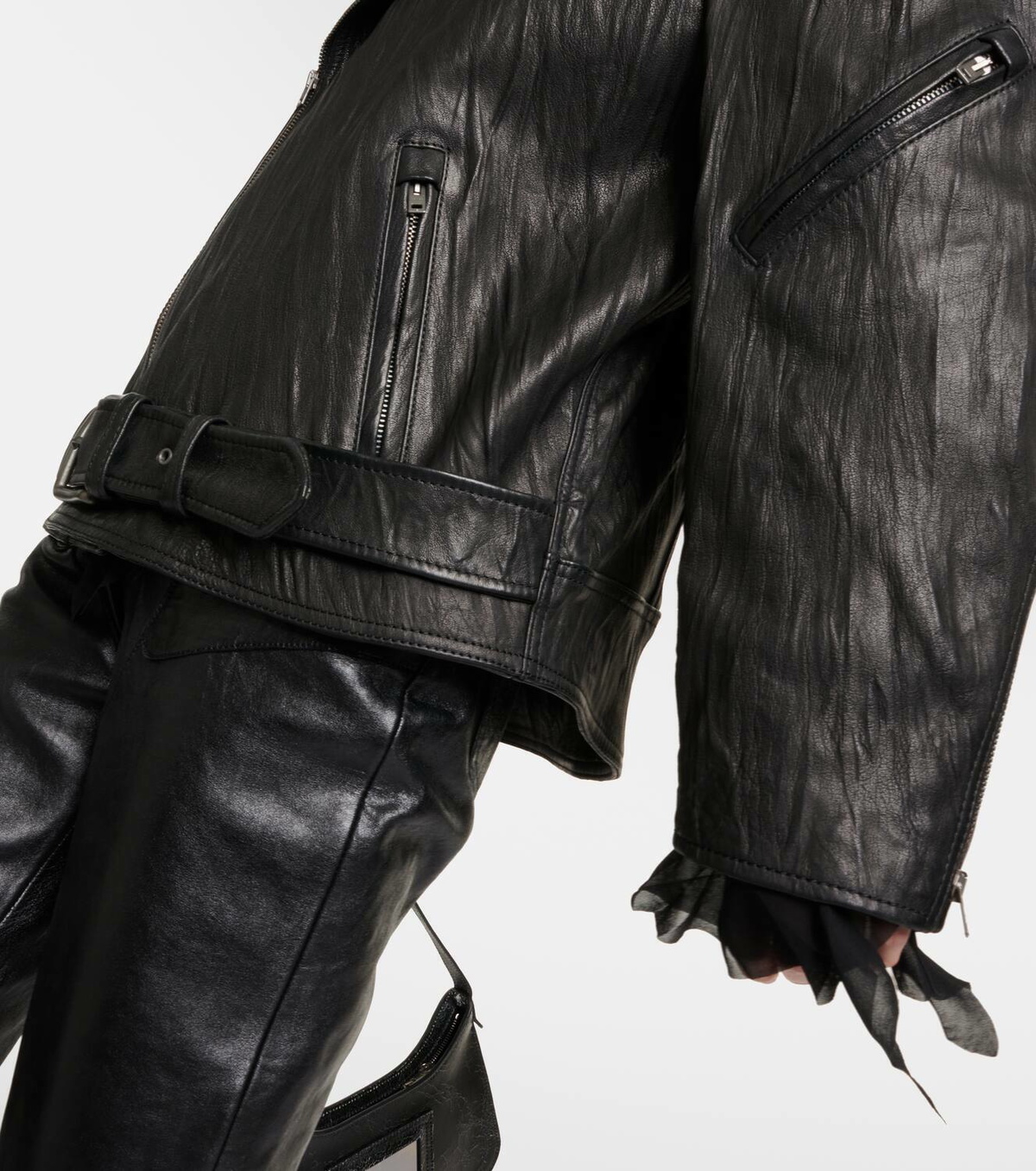 Acne Studios Linor oversized belted leather jacket