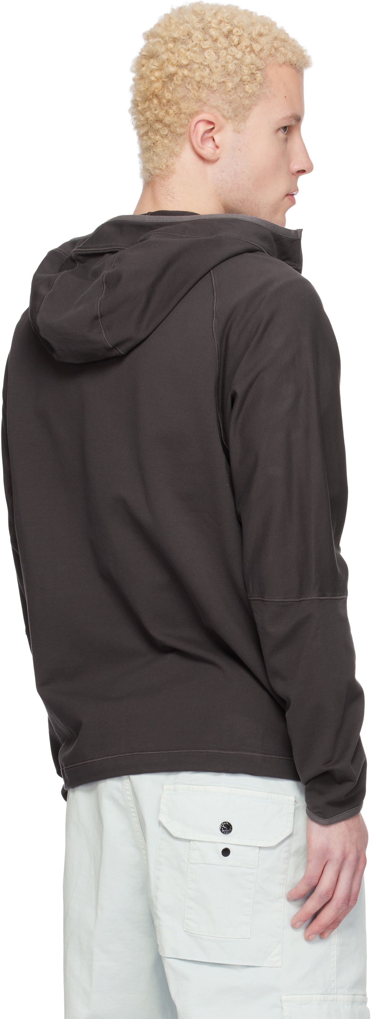 Stone Island Gray 6100069 Stretch Cotton Fleece Stellina Hoodie