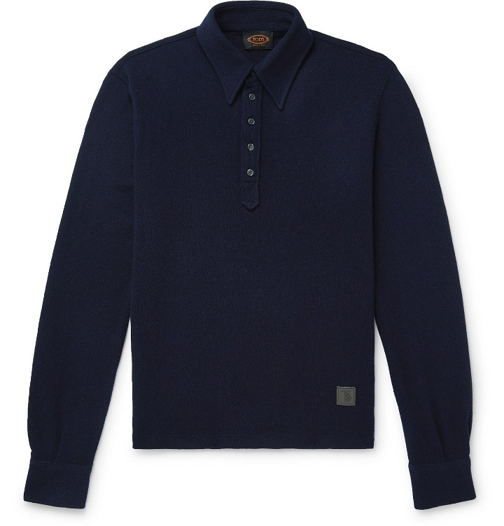 Photo: Tod's - Logo-Appliquéd Wool-Blend Polo Shirt - Blue