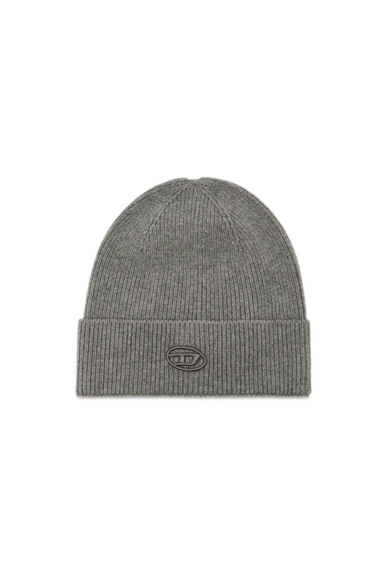 Photo: Diesel Ribbed beanie with D embroidery - Knit caps - Unisex - Grey