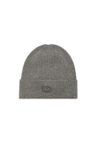 Diesel Ribbed beanie with D embroidery - Knit caps - Unisex - Grey