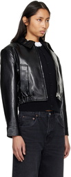 AGOLDE Black Nahla Cropped Recycled Leather Jacket