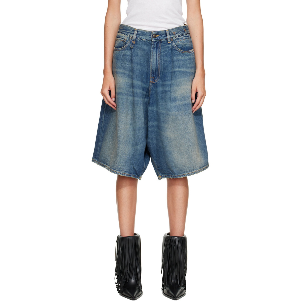 R13 Indigo Jesse Denim Shorts