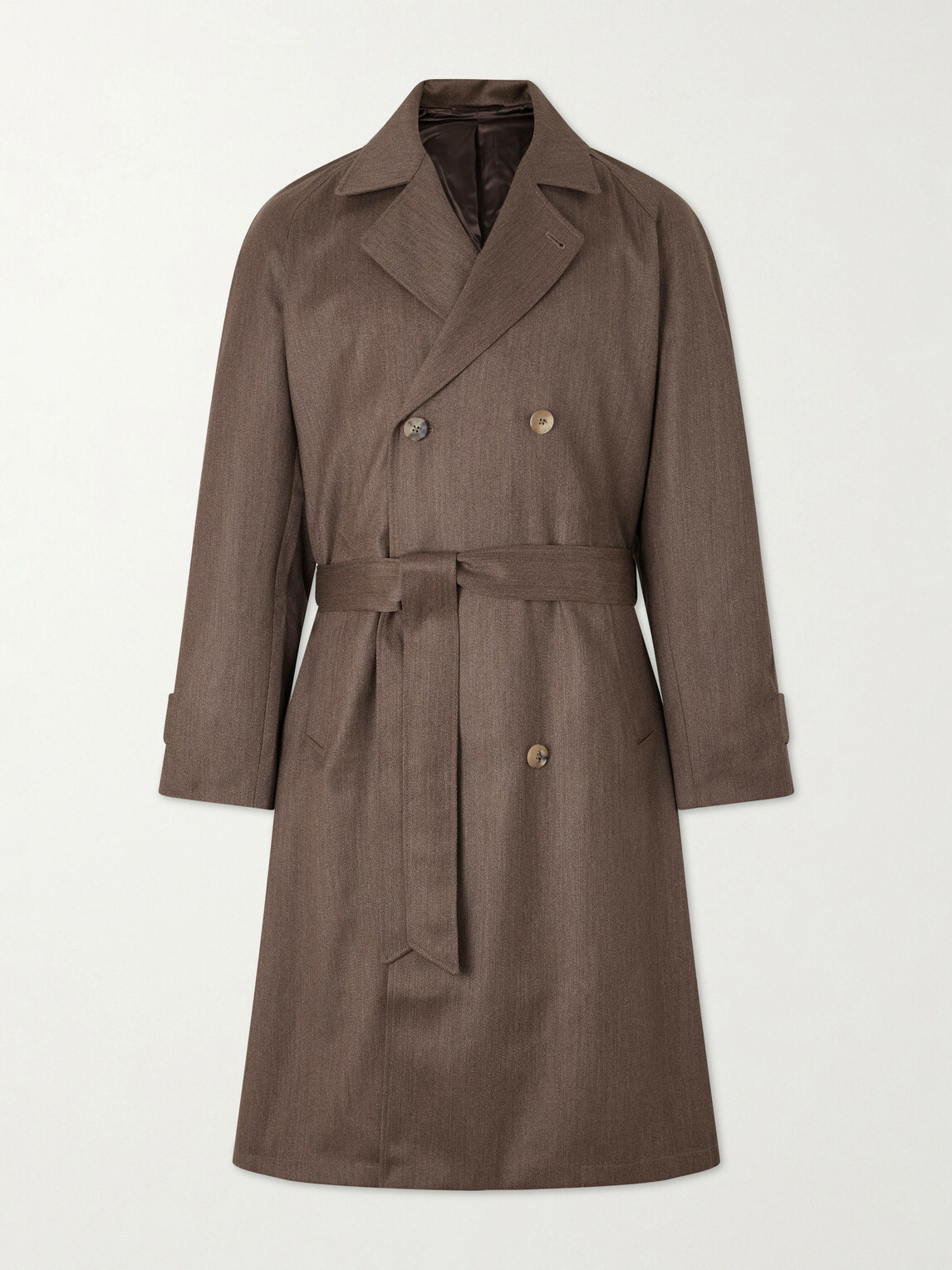 De Bonne Facture - Grandad Double-Breasted Wool and Cotton-Blend Coat - Brown