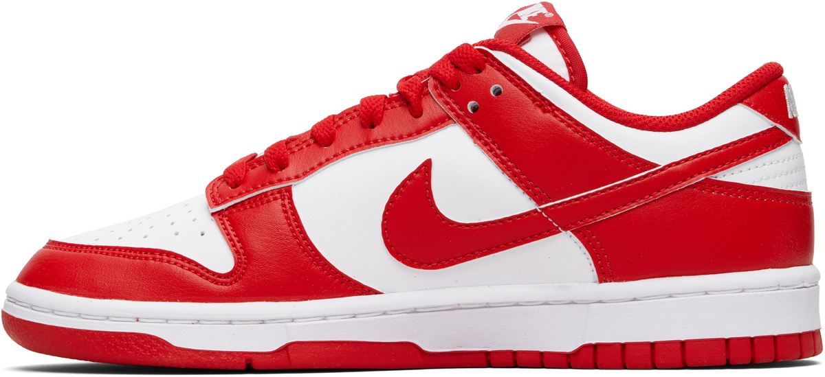 Nike White & Red Dunk Low Retro Sneakers