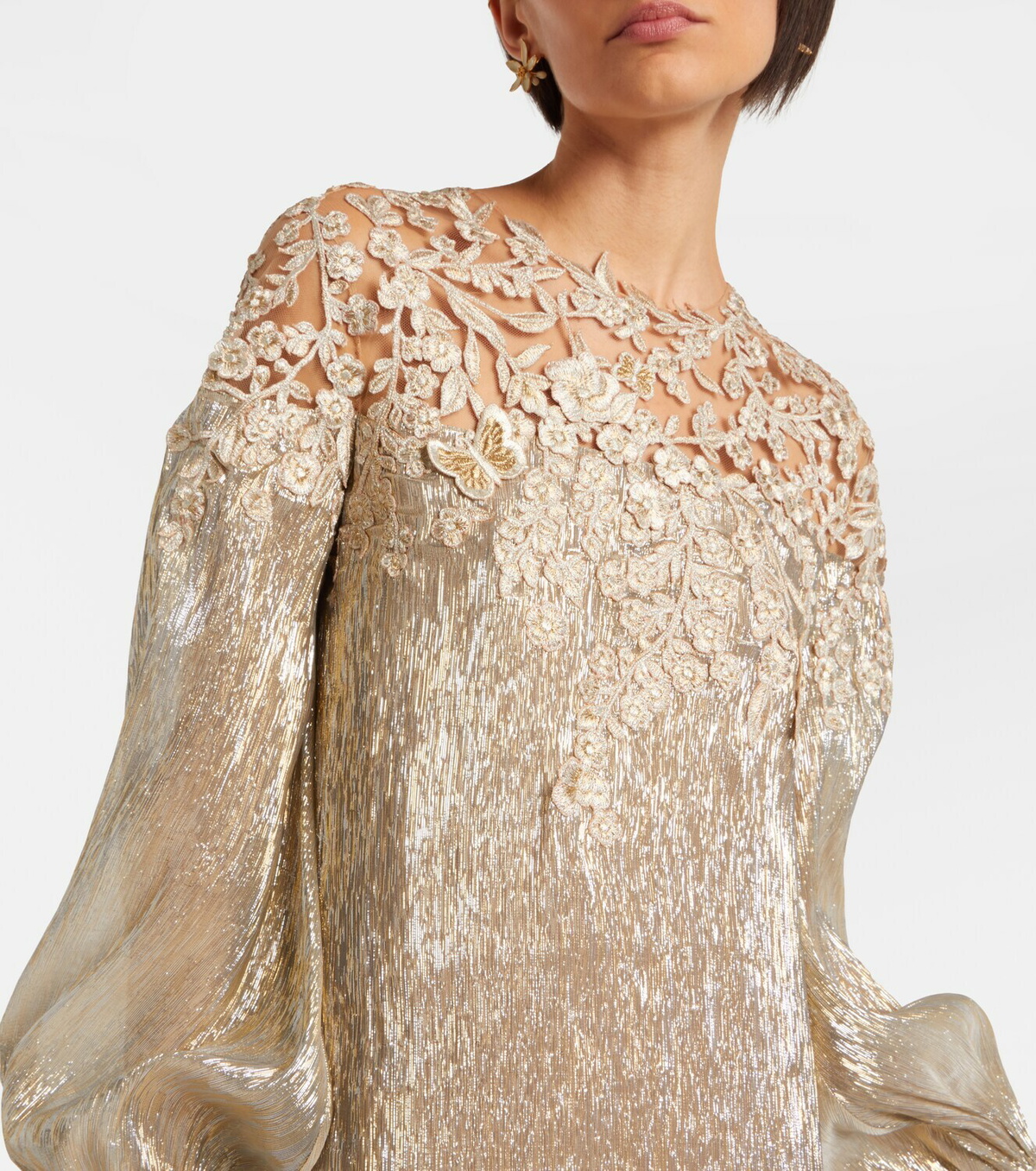 Oscar de la Renta Embellished silk-blend gown