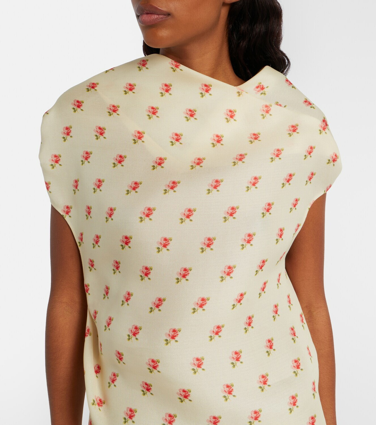 Khaite Floral draped silk minidress