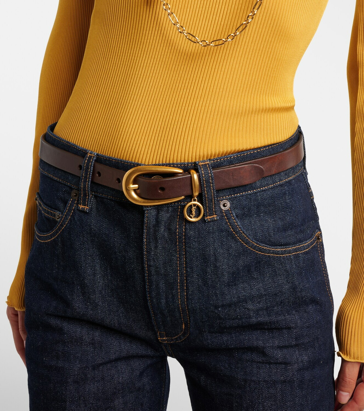 Saint Laurent Cassandre leather belt
