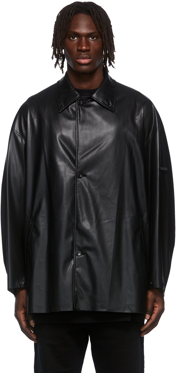 N.Hoolywood Black Faux-Leather Jacket N.Hoolywood