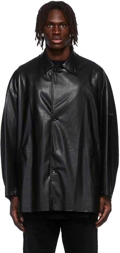 Photo: N.Hoolywood Black Faux-Leather Jacket