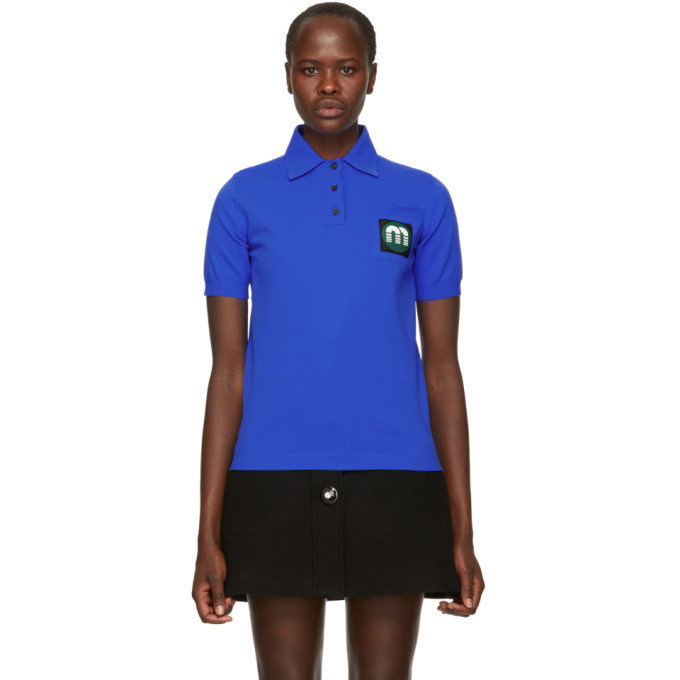 Miu Miu Green Logo Patch Polo Miu Miu