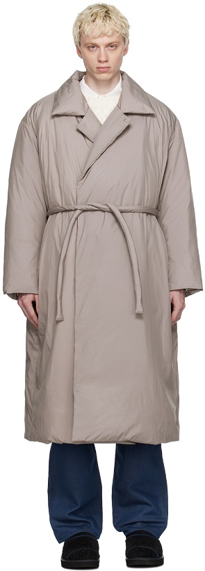 Photo: AMOMENTO Beige Belted Down Coat