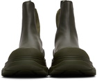 Alexander McQueen Khaki Tread Slick Chelsea Boots