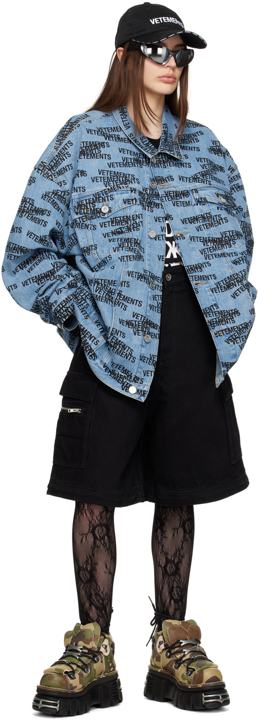 VETEMENTS Blue Stamped Denim Jacket