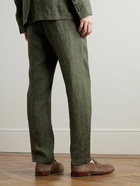 Sunspel - Straight-Leg Pleated Linen Suit Trousers - Green