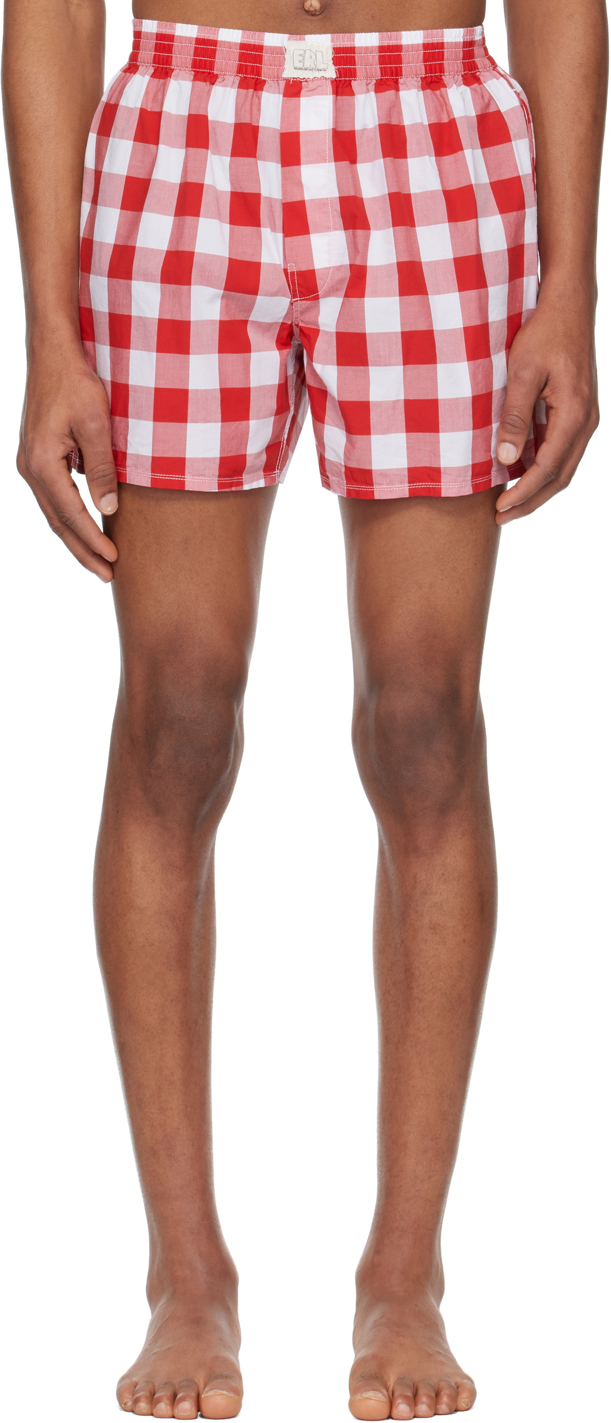 ERL Red & White Gingham Boxer Shorts
