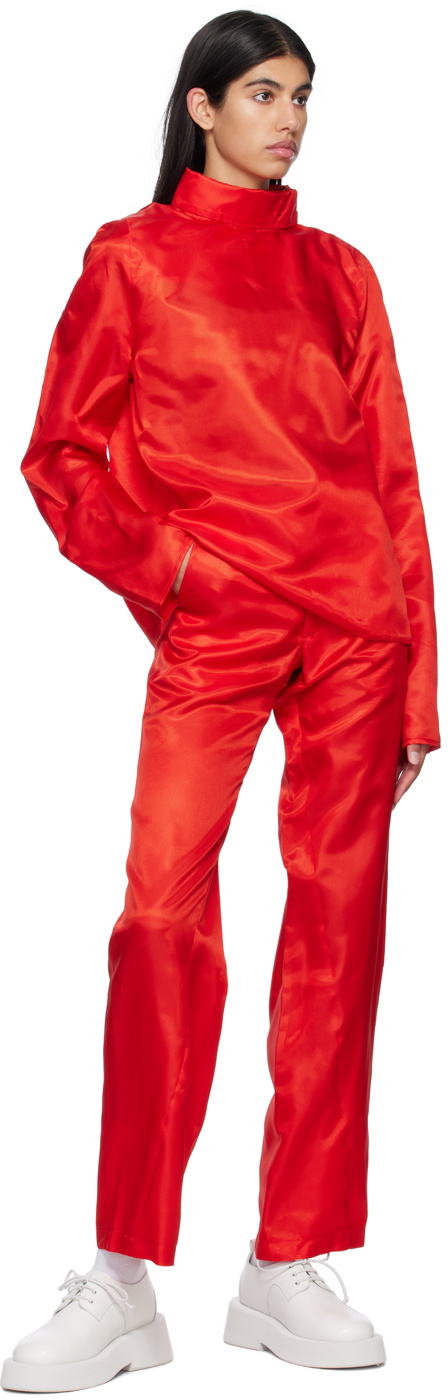 Bianca Saunders Red Zip Turtleneck