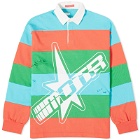Members of the Rage Men's Rugby Shirt in Infrared/Turquoise Multicolor