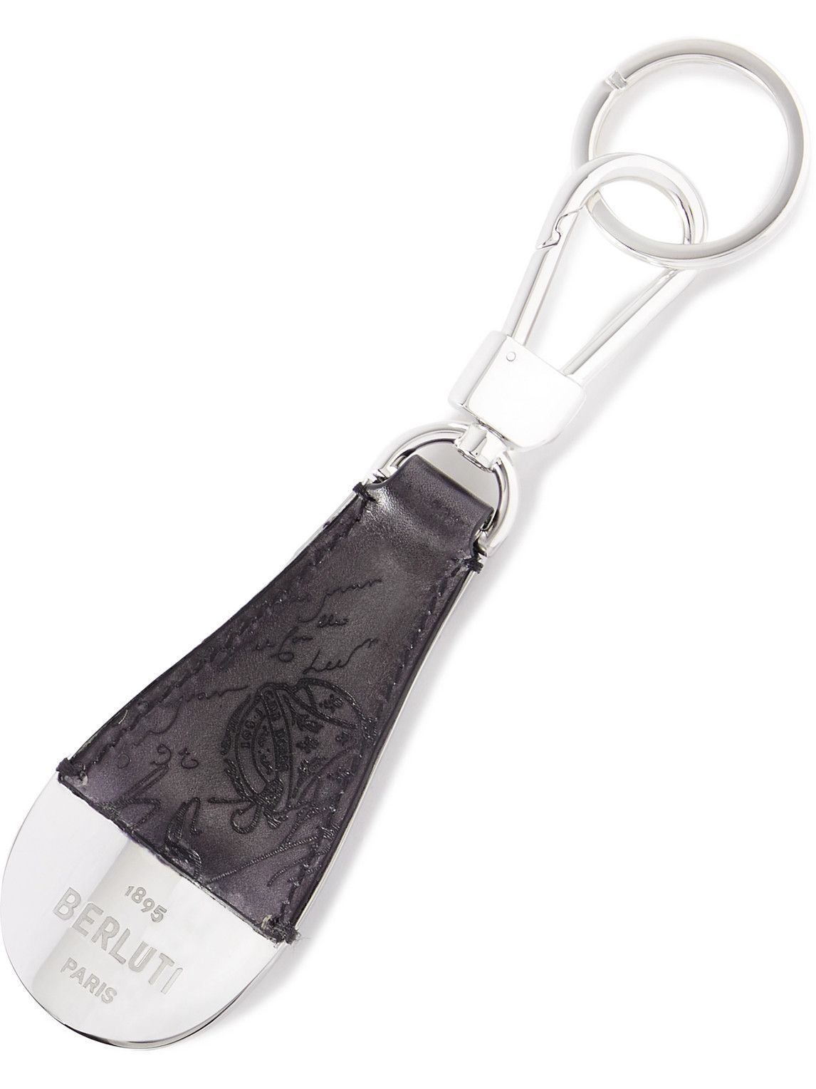 BERLUTI Scritto Venezia Leather and Silver-Tone Key Fob for Men