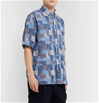 nonnative - Dweller Button-Down Collar Patchwork Cotton Shirt - Blue