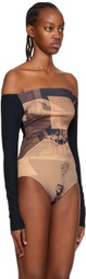 ELLISS Black & Beige Hairpin Bodysuit