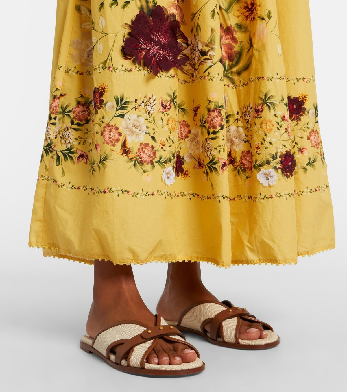 Gianvito Rossi Leather-trimmed canvas slides