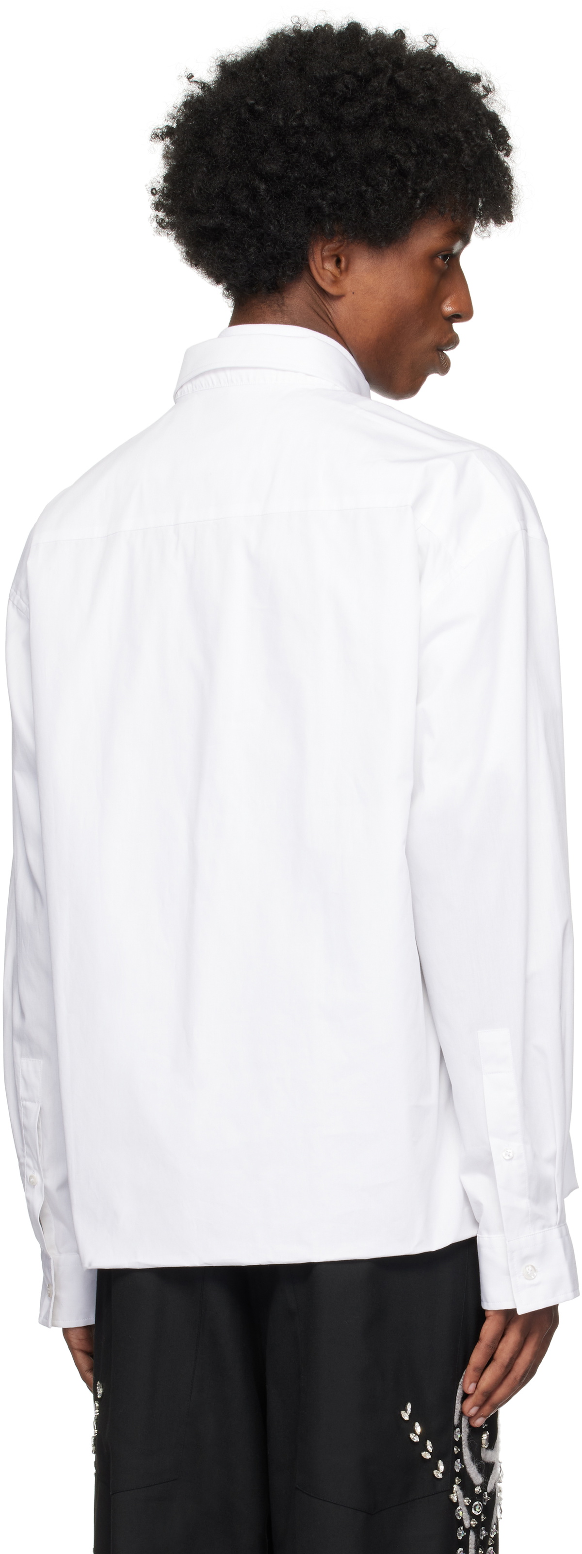 BLUEMARBLE White Double-Layered Foldover Long Sleeve Shirt