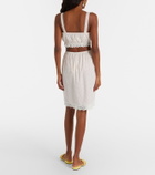 Posse Marlowe lace-trimmed polka-dot cotton midi skirt