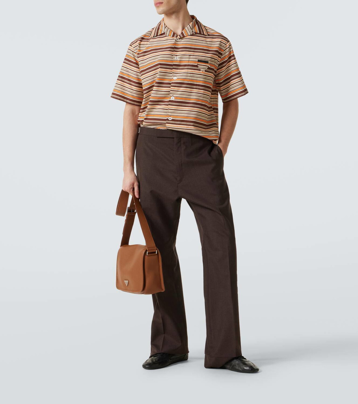Prada Striped cotton and silk bowling shirt Prada