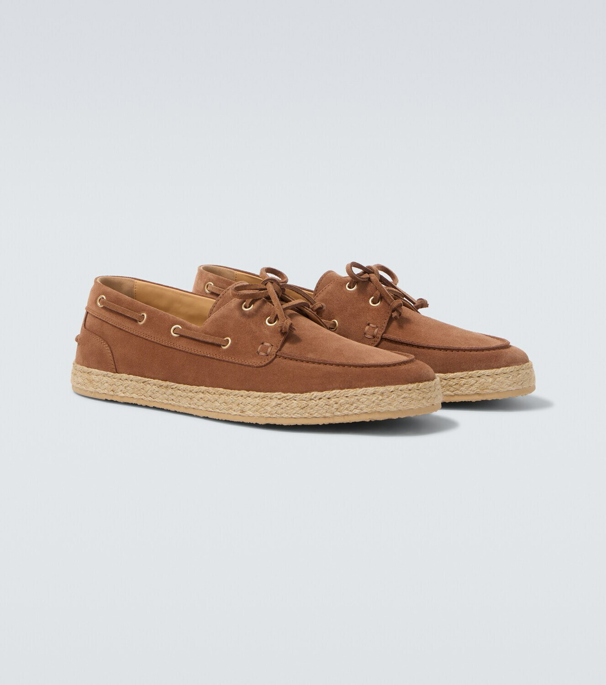 Brunello Cucinelli Jute-trimmed suede boat shoes