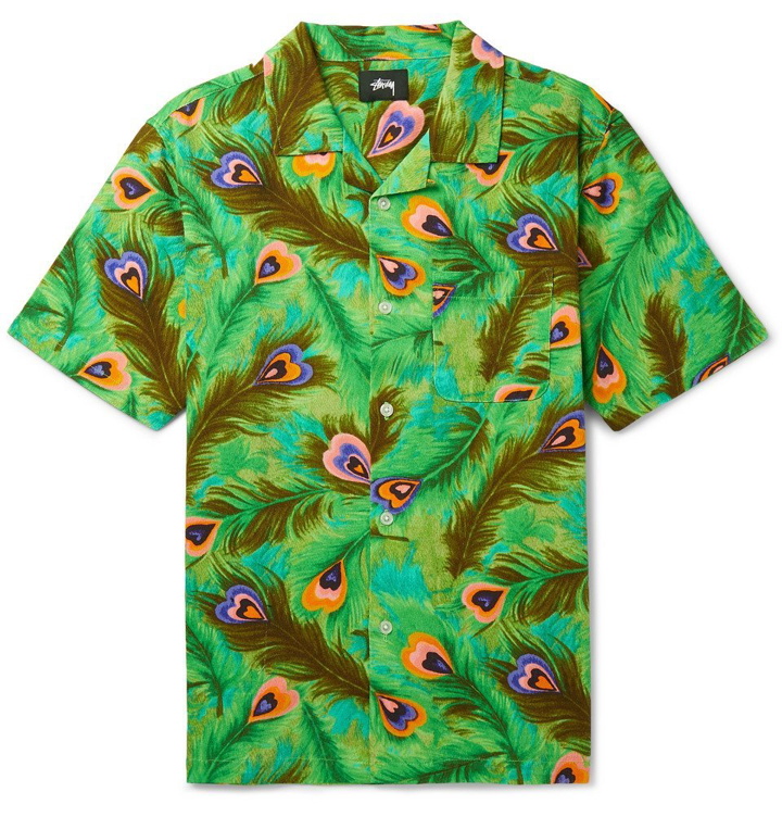 Photo: Stüssy - Camp-Collar Printed Brushed-Cotton Shirt - Green