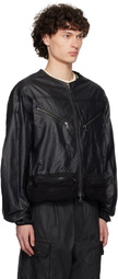 Andersson Bell Black Convex Collarless Bomber Jacket