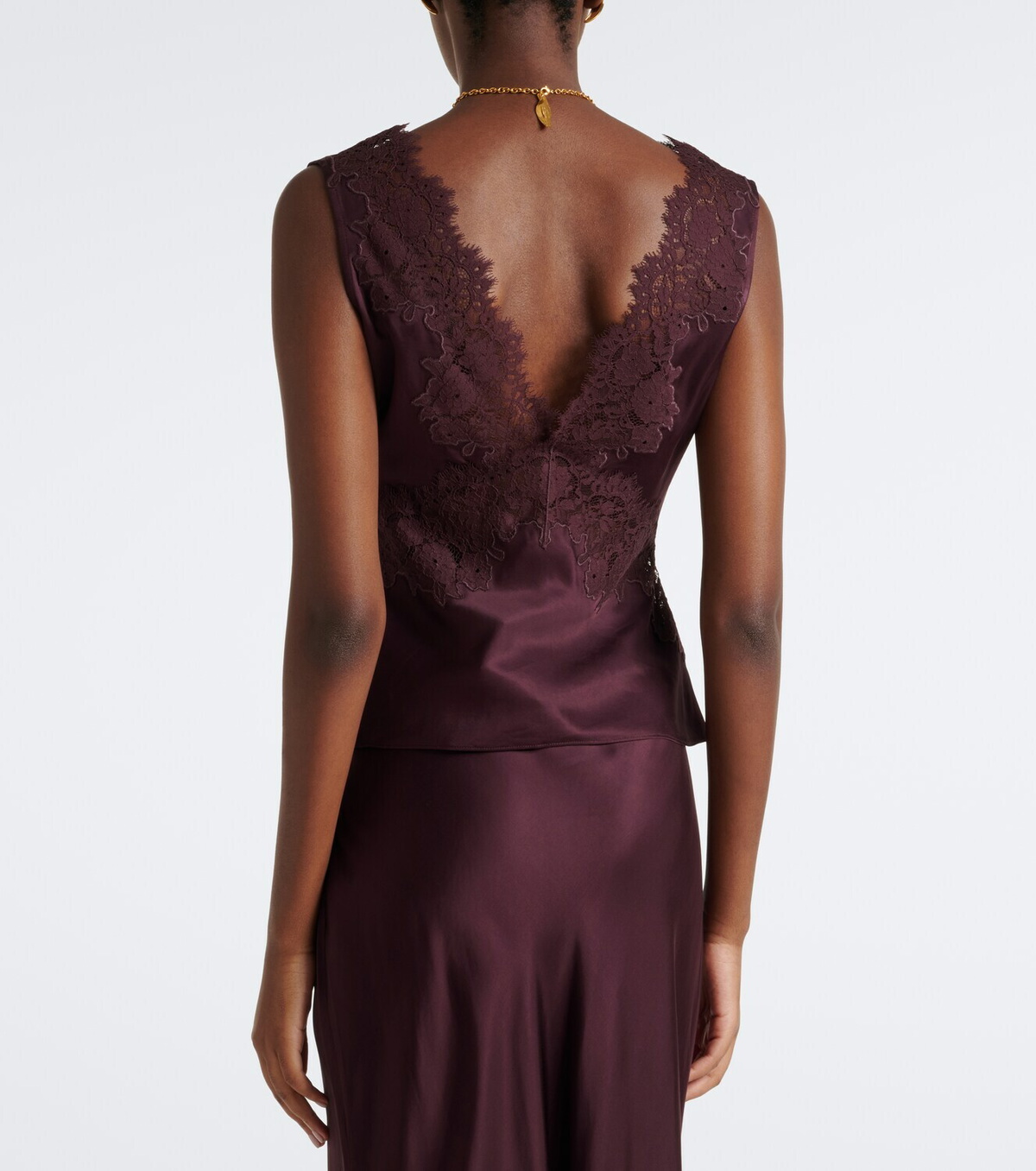 Rixo Emmie lace-trimmed satin top